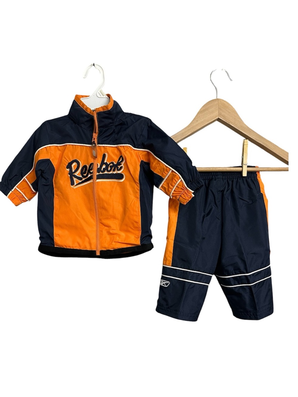 Vintage Reebok Orange & Navy Kids Track Set with Script Logo-Size 9M